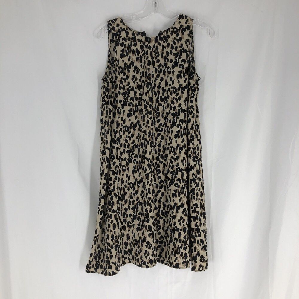 Halogen Women’s Dress X Small Brown Black Leopard Print Shift Sleeveless